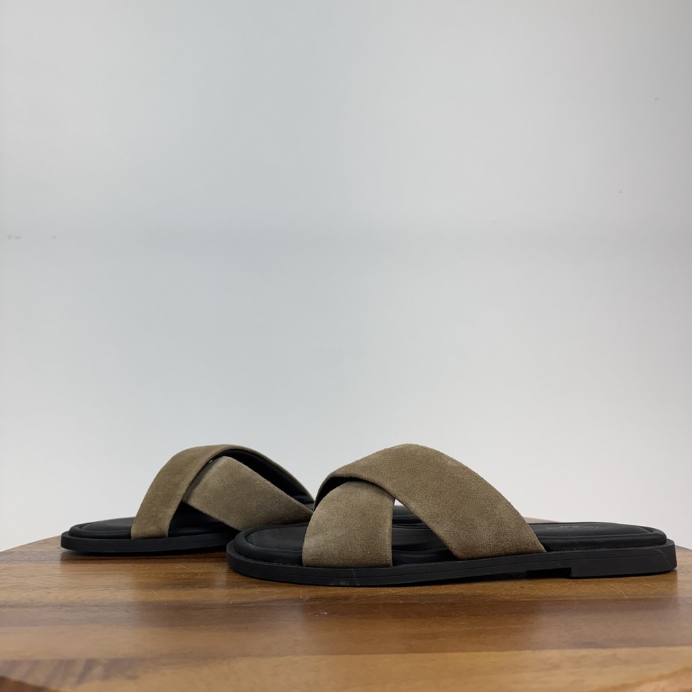 Womens Rag & Bone Geo Brown Suede Crisscross Casual Slide Sandals Size 37 GUC - Picture 2 of 9